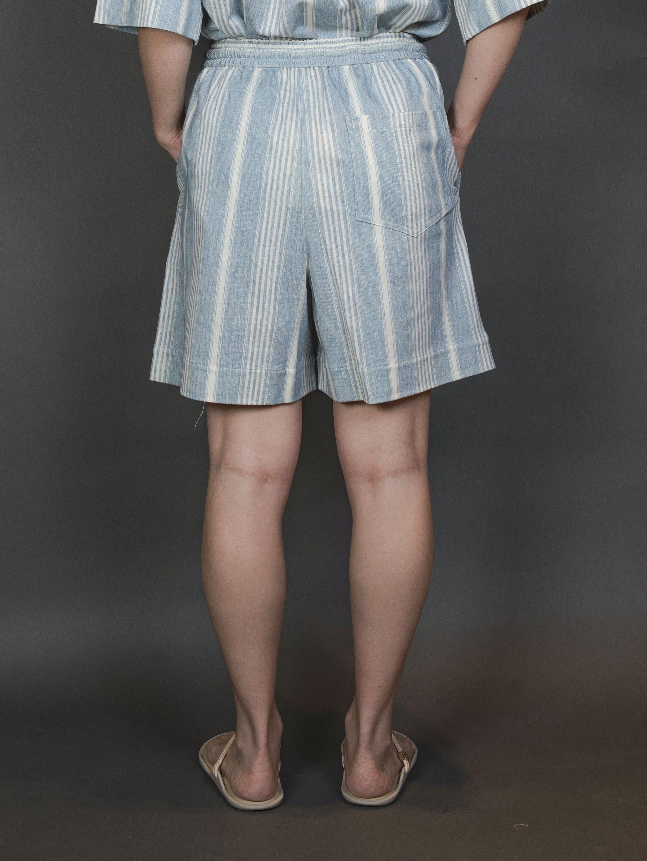 Bermuda Circolo Donna FD3481 striped linen azzurro FD3481 NIAGA CIRCOLO 