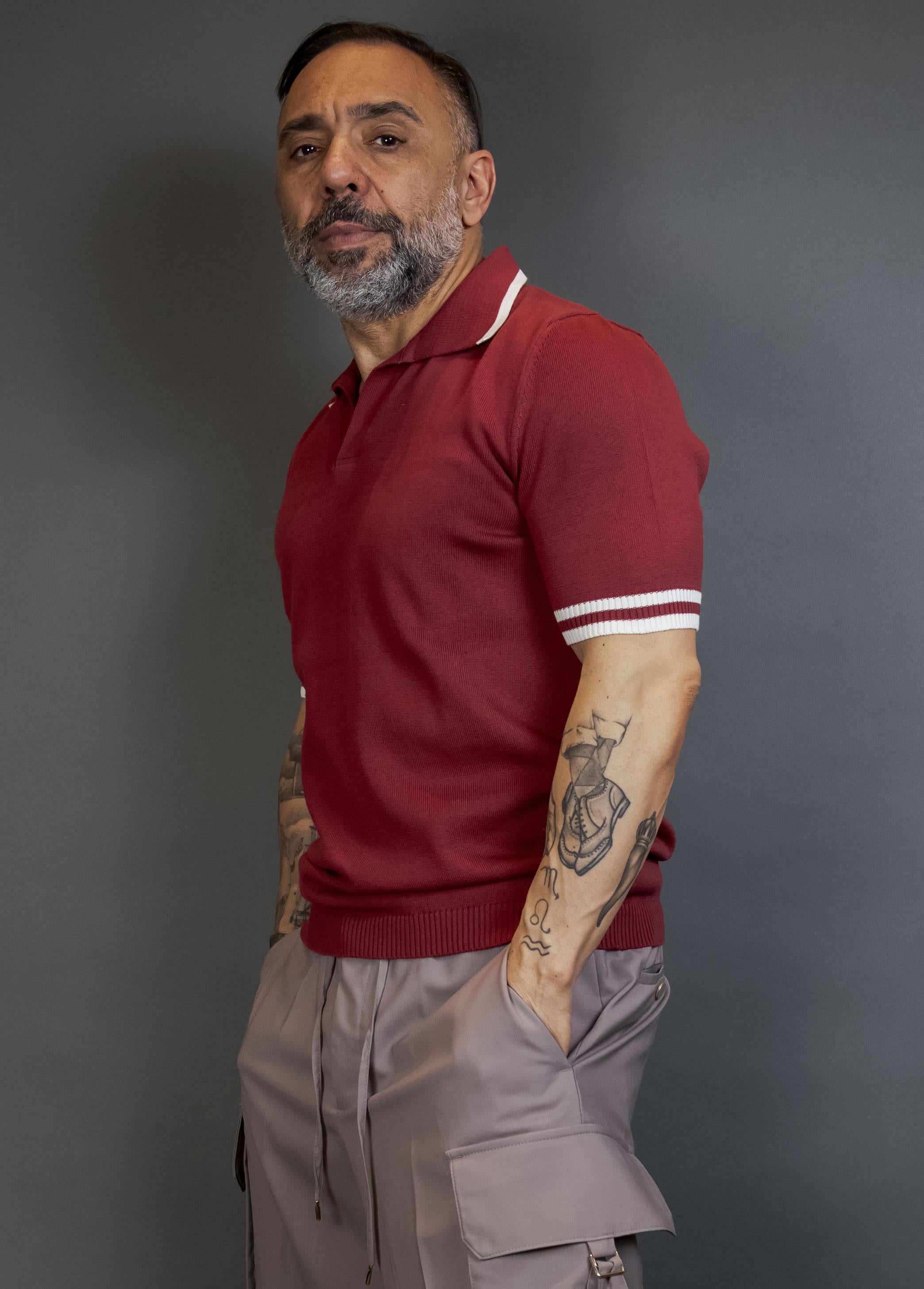 Polo Scaglione uomo UPC031 Open SS tipping cherry UPC 031 013 DK CHERRY MILK SCAGLIONE 