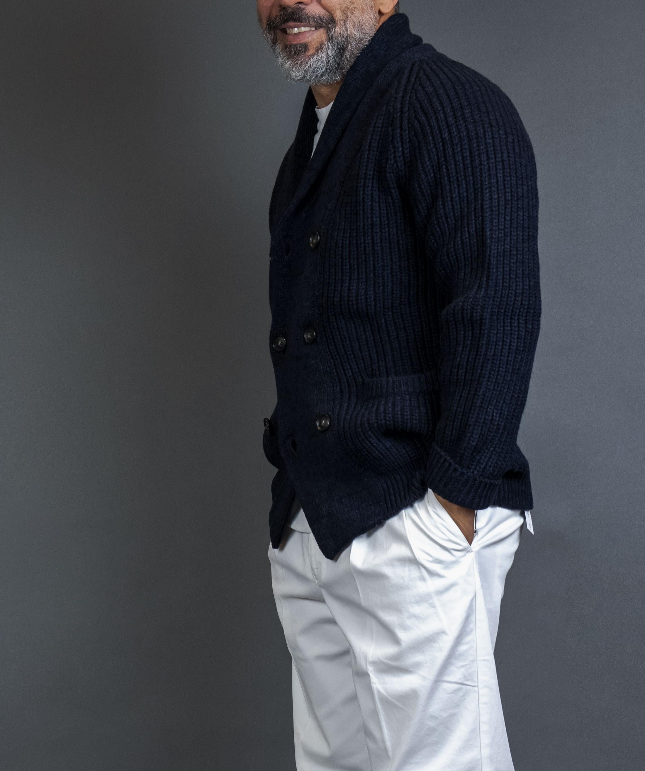 Cardigan Settefili Cashmere uomo CPE5CADP M blu CPE5CADP M BLU SETTEFILI CASHMERE 