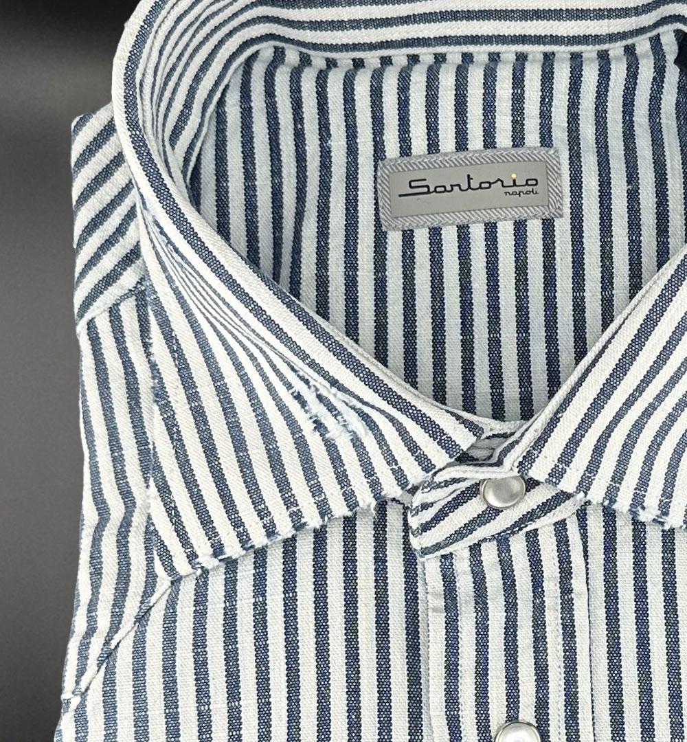 Camicia Sartorio uomo SCC0001SH45280 blu bianca SCC0001SH45280 DENIM RIGATA BLU SARTORIO 