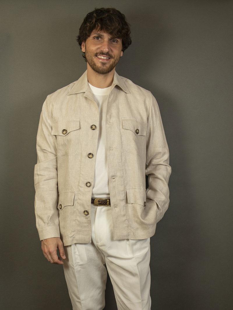 Giacca Giangi uomo Sahariana beige<BR/> SAHARIANA 4 SABBIA GIANGI 