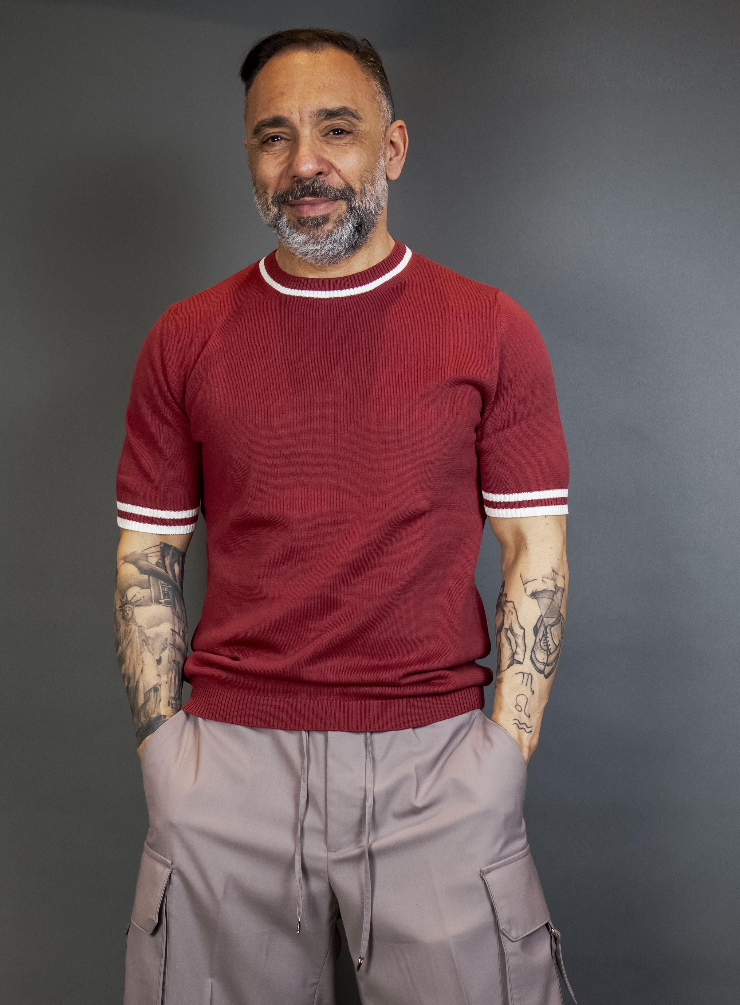T-shirt Scaglione uomo UPC030 tipping cherry UPC030 013 DK CHERRY MILK SCAGLIONE 
