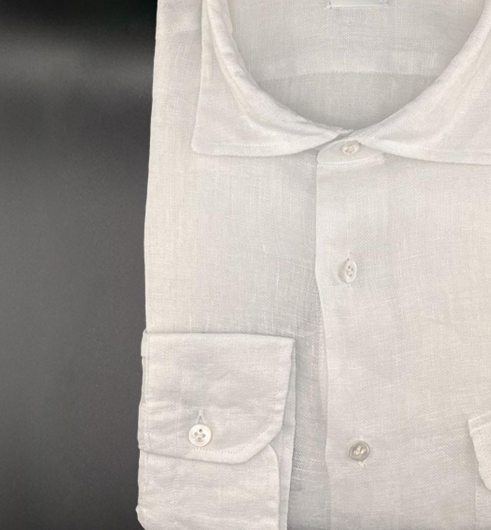 Camicia Giangi x Officine uomo SAHARA 9410 bianca lino SAHARA 9410 1 BIANCA GIANGI 