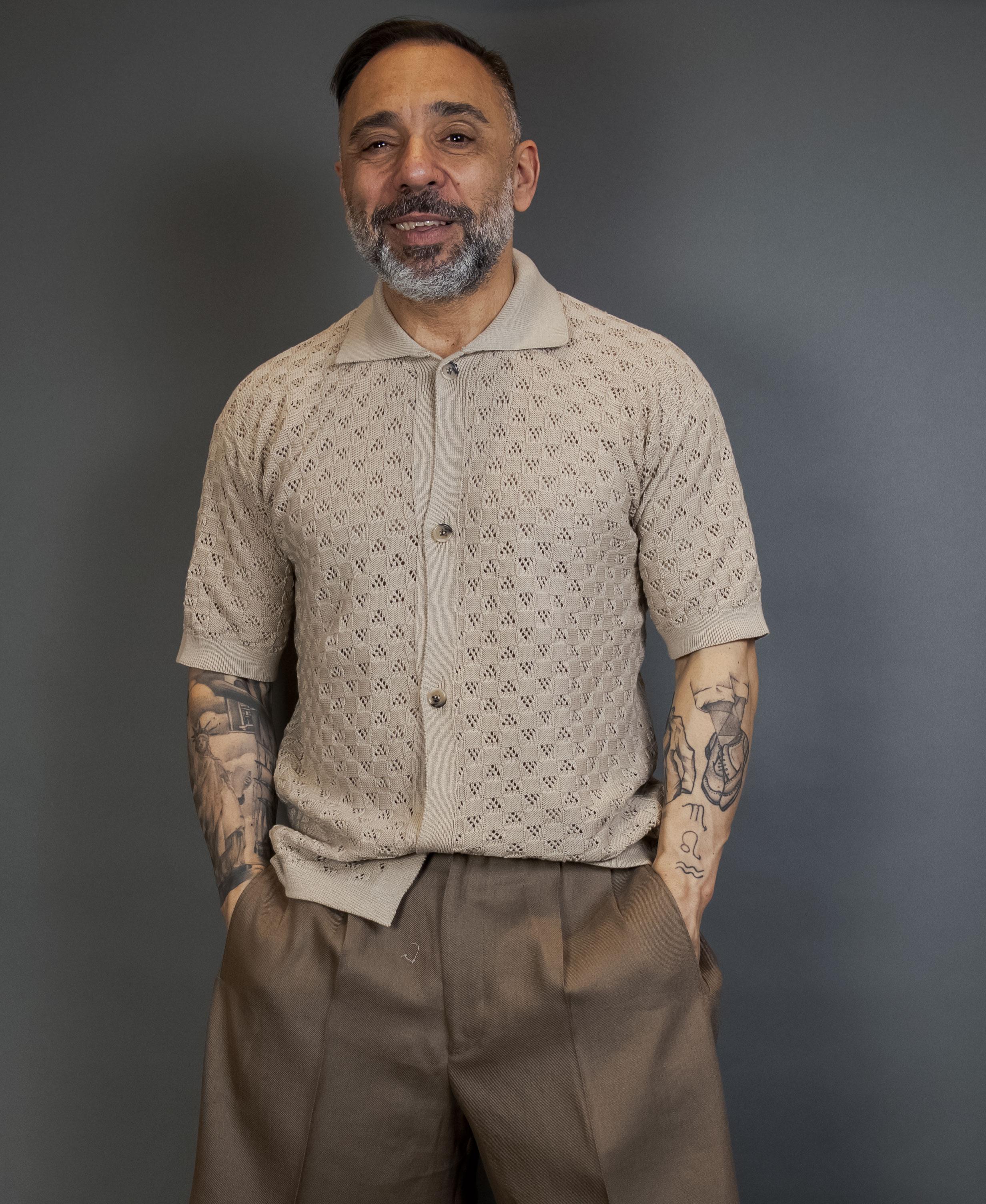 Overshirt Scaglione uomo UPC073 Square gesso UPC073 101 GESSO SCAGLIONE 