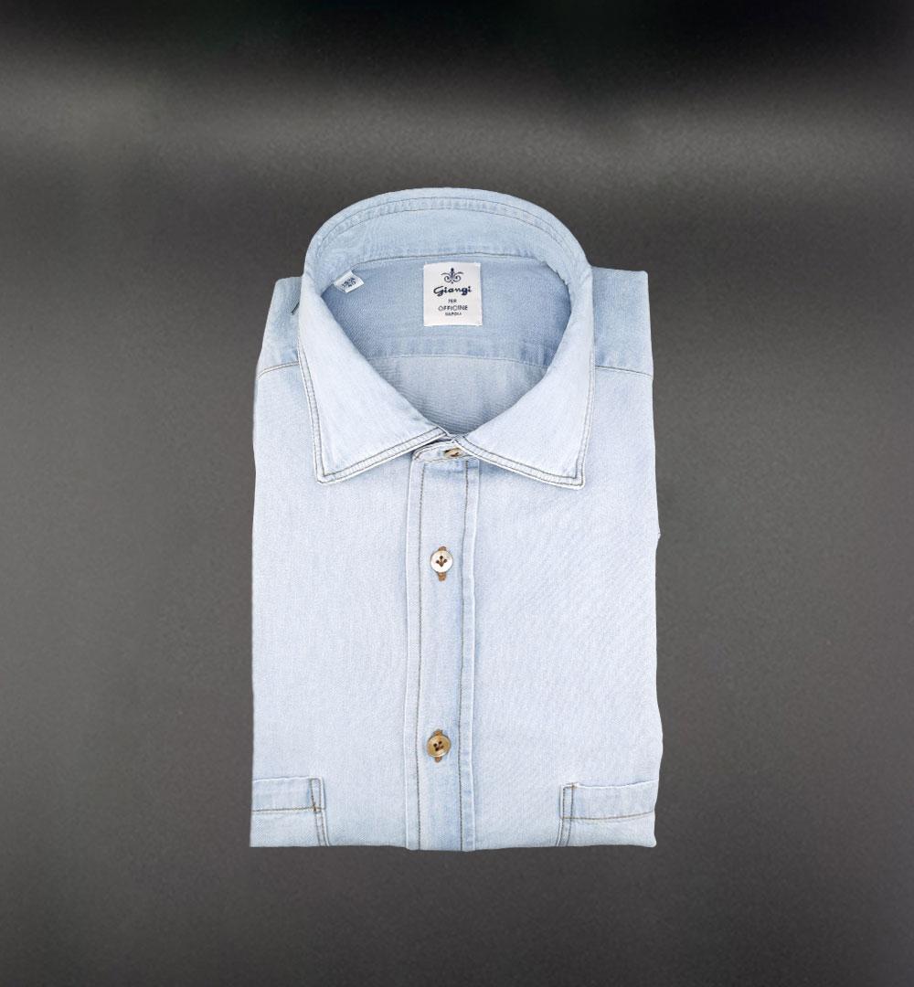 CAMICIA GIANGI X OFFICINE UOMO 9702 01 DENIM CHIARO 9702 01 DENIM CHIARO GIANGI 