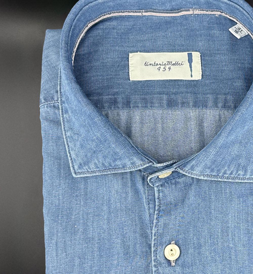 Camicia Tintoria Mattei uomo 1JFNNM2U blu chiaro 1JFNNM2U Z3 DENIM TINTORIA MATTEI 