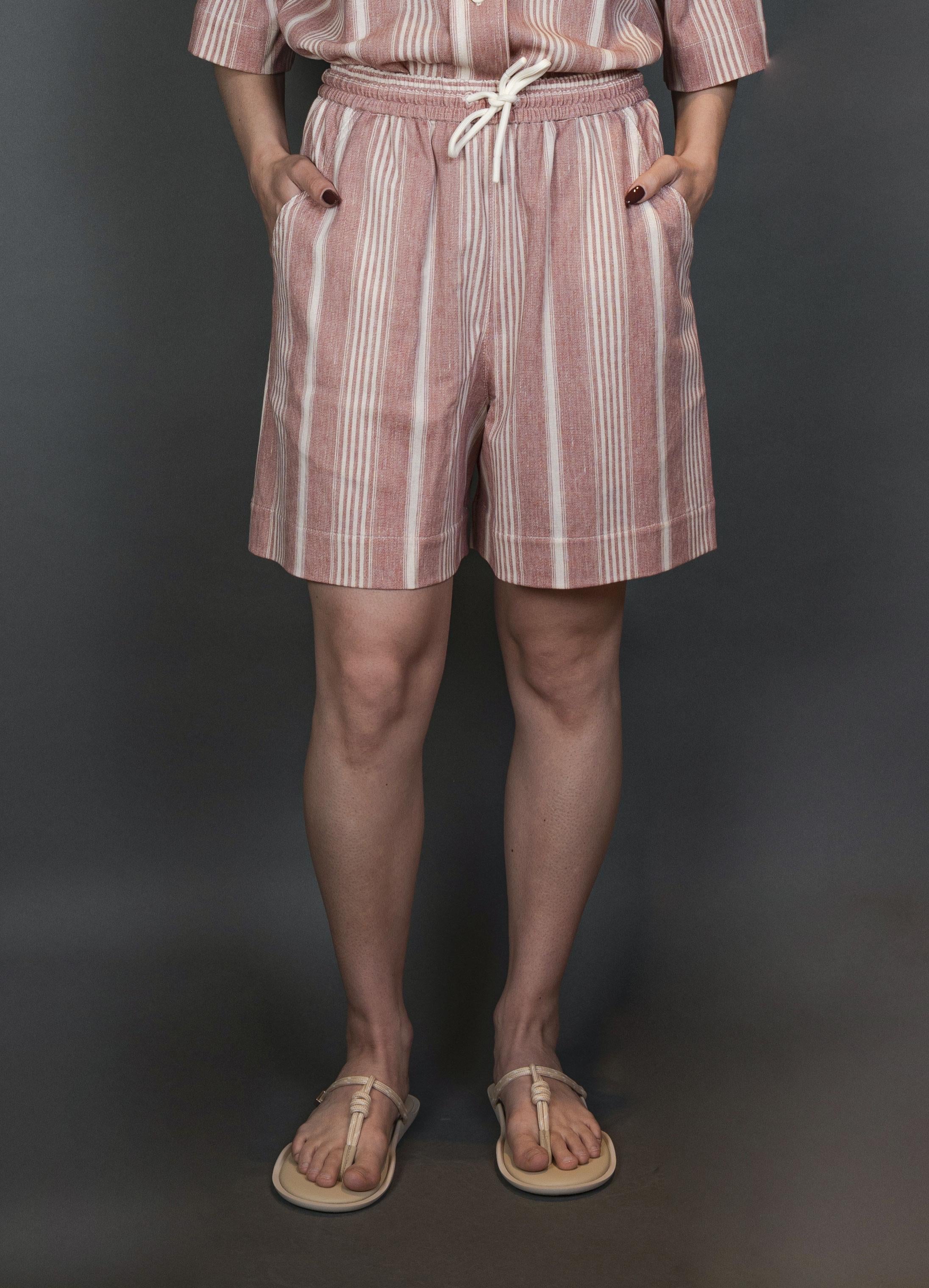 Bermuda Circolo Donna FD3481 striped linen rosso rosa FD3481 REDDI CIRCOLO 