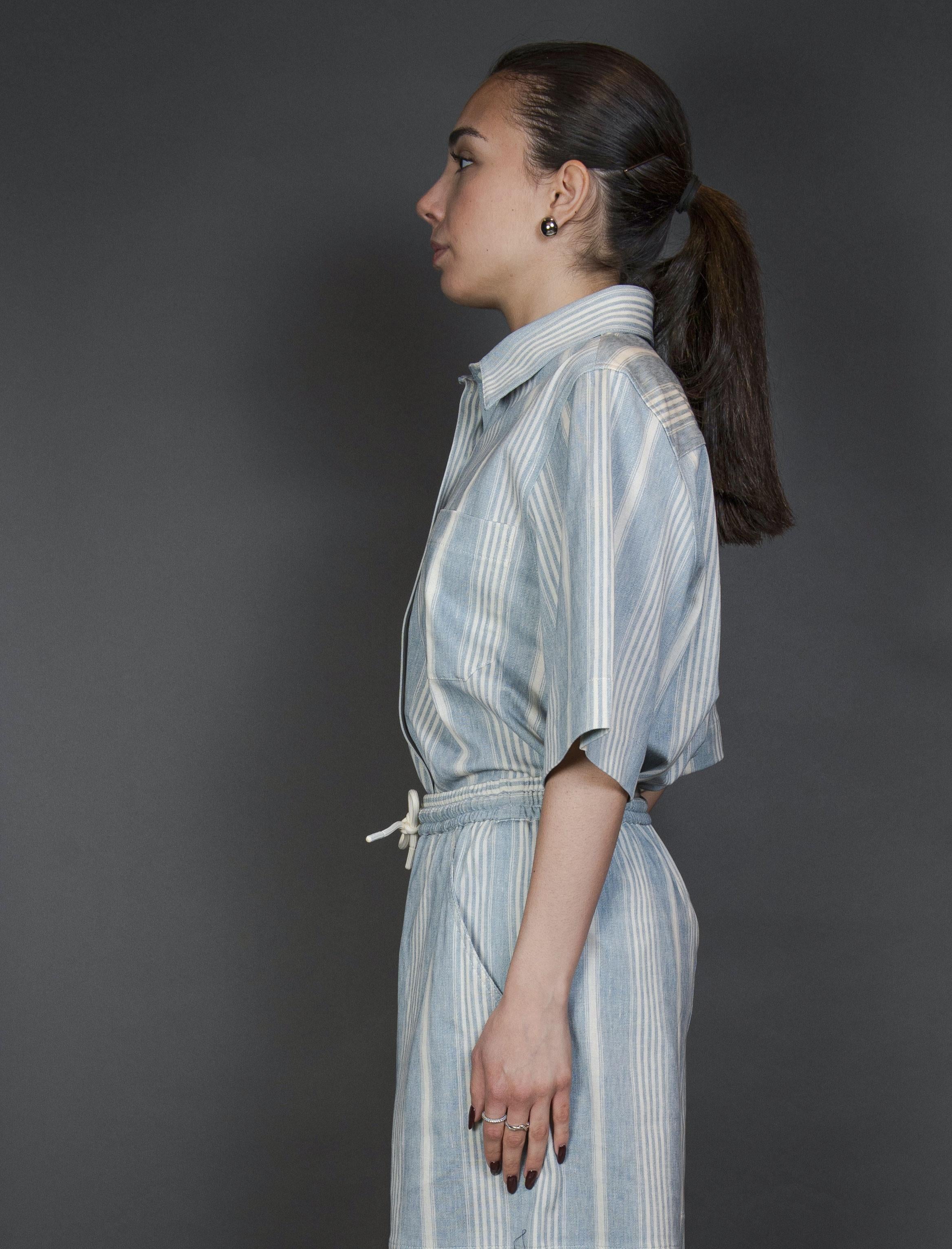 Camicia Circolo Donna FD3480 striped linen azzurra FD3480 RIGA REDDISH BROWN CIRCOLO 