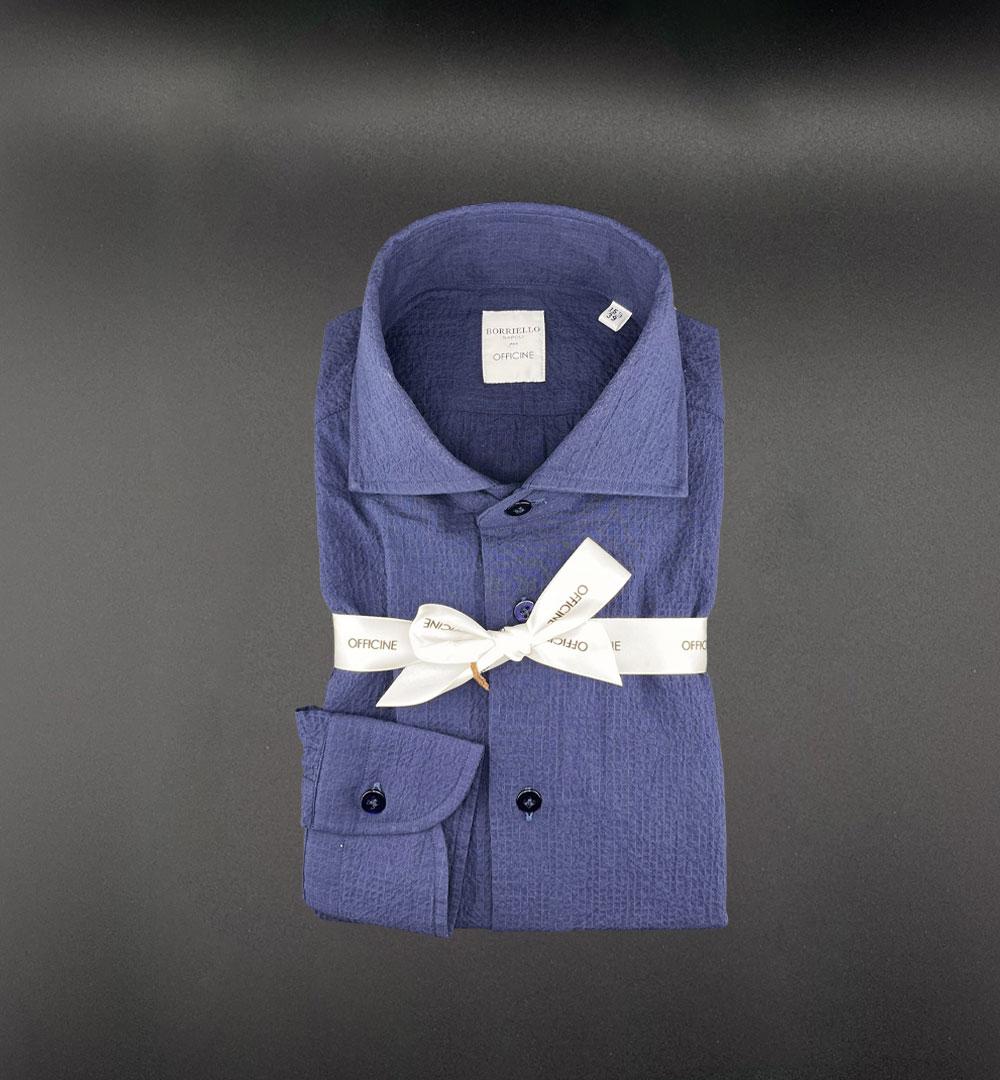 Camicia Borriello x Officine uomo 20037 blu jersey <BR/><BR/> 20037 BLU BORRIELLO 