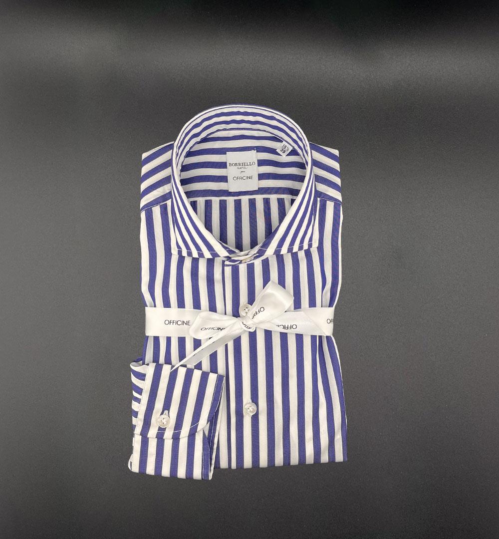 Camicia Borriello x Officine uomo SAVOY475 riga blu royal SAVOY 477 RIGA ROYAL BORRIELLO 