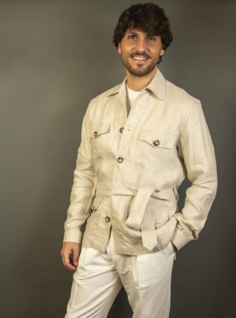 Giacca Giangi uomo Sahariana beige<BR/> SAHARIANA 4 SABBIA GIANGI 