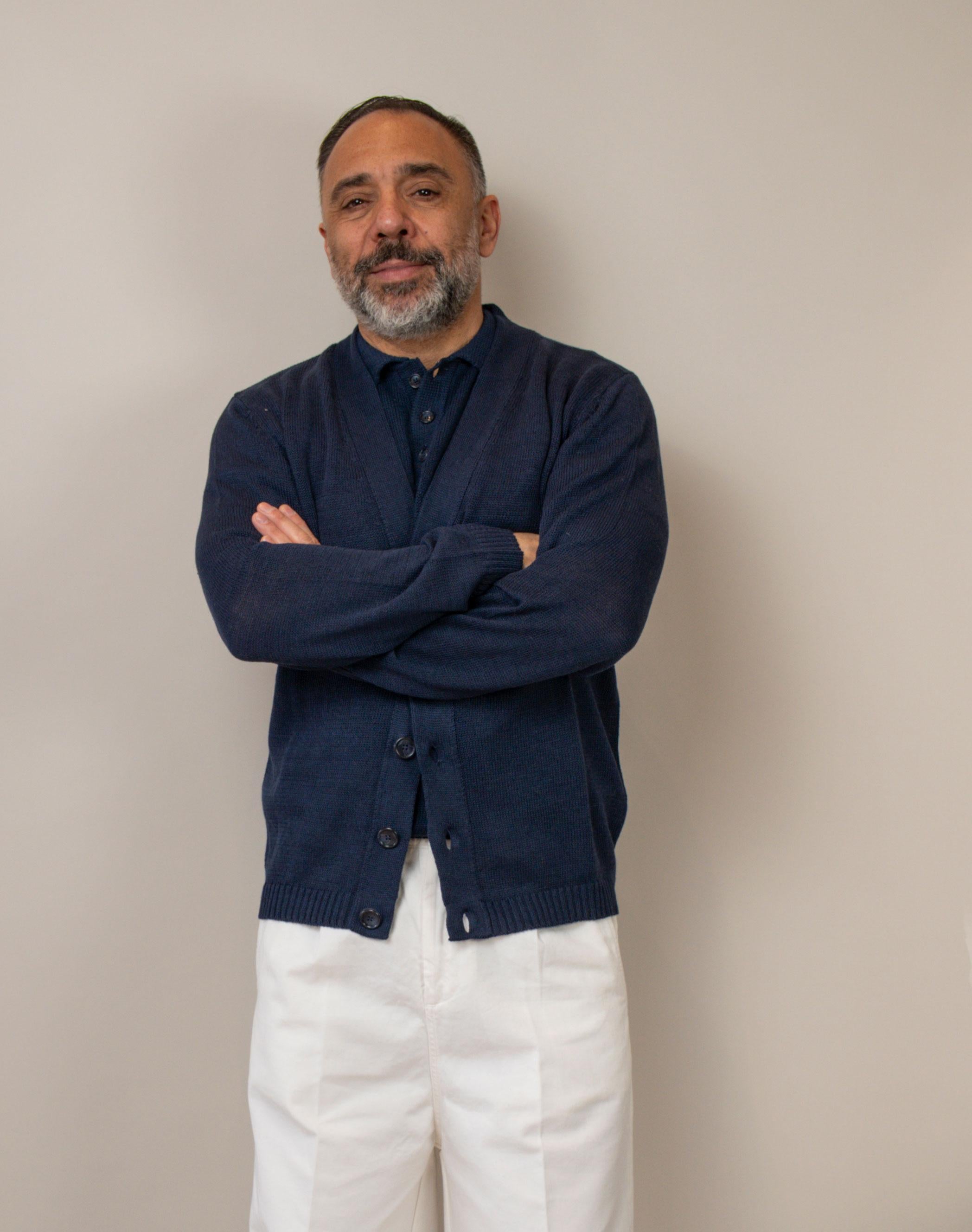 Cardigan Daniele Fiesoli uomo 3080 blu denim CARDIGAN 3080 024 DANIELE FIESOLI 