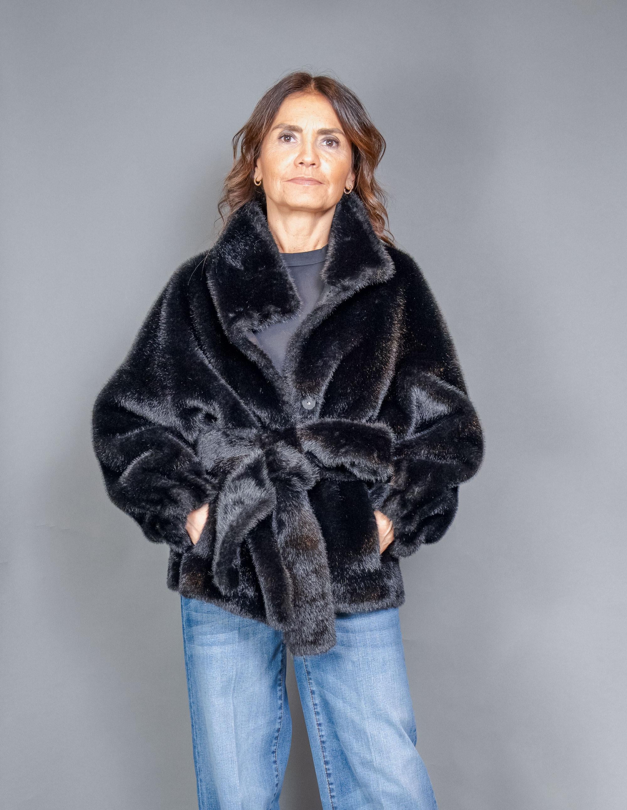 Pelliccia BULLY donna 7224 Nera 7224 CINTURA N BULLY 