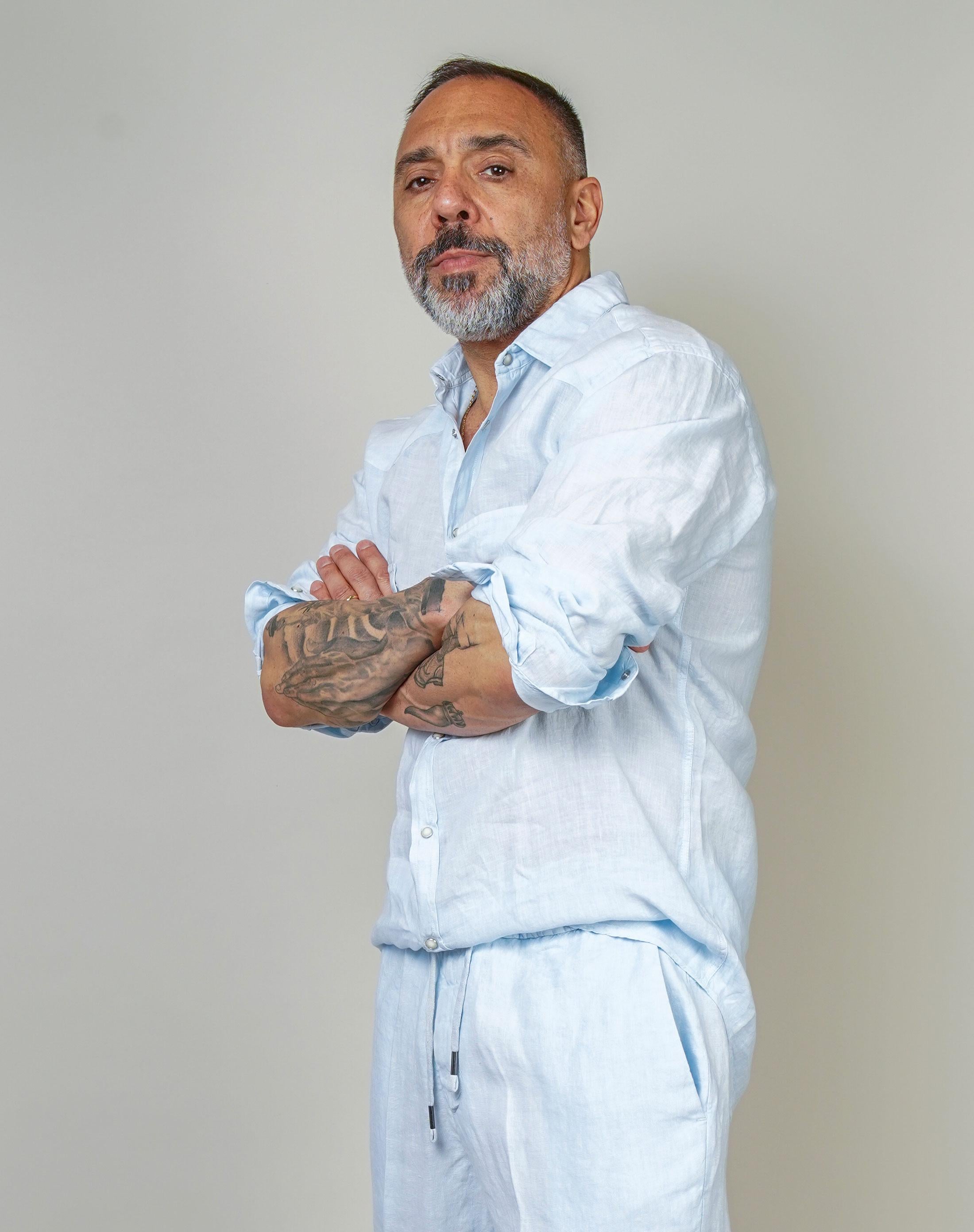 Camicia Inlinum uomo Marck baia celeste MARCK BAIA CIL02 CELESTE INLINUM 
