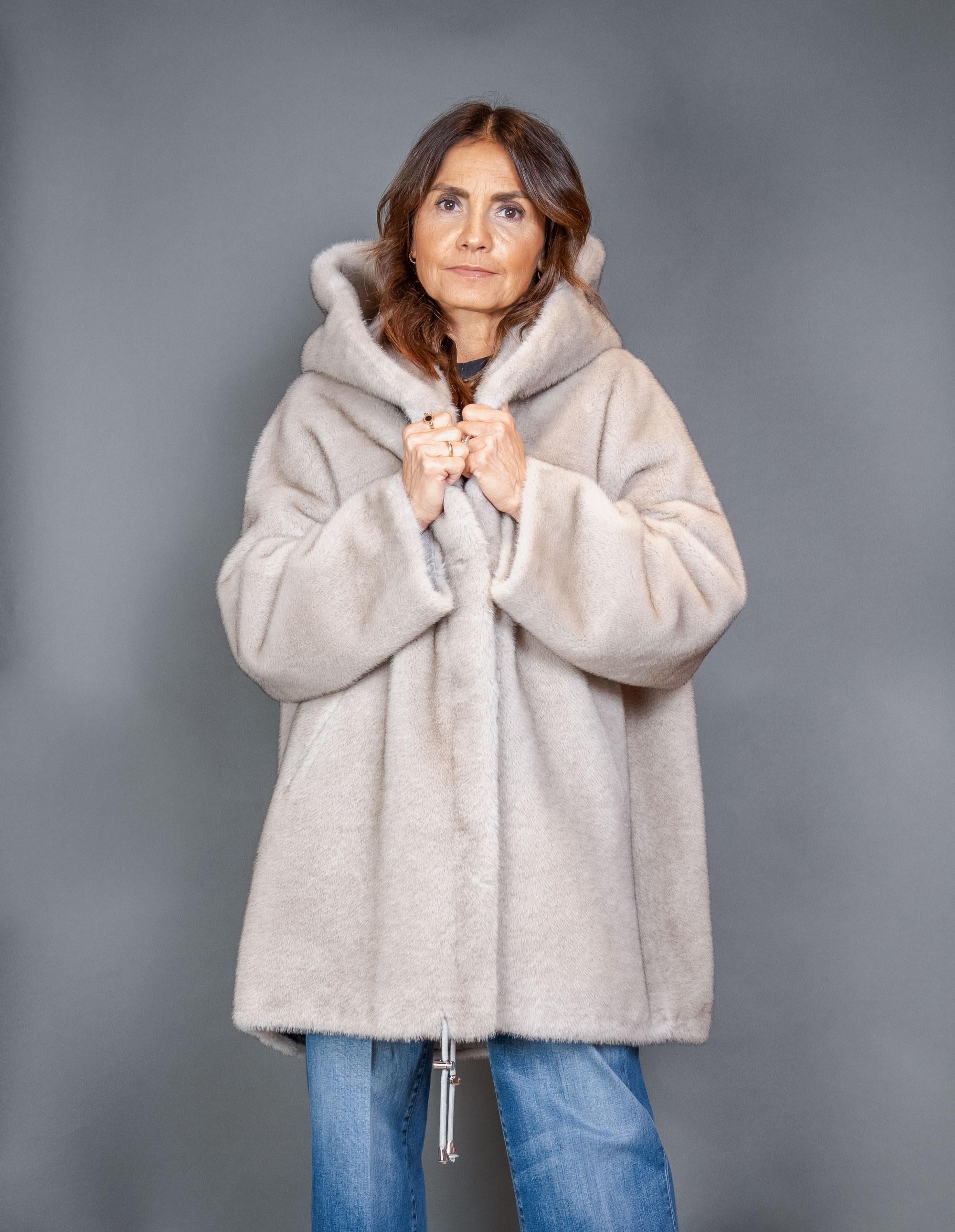 Pelliccia BULLY donna 7223 Grigia 7223 CAPPUCCIO G BULLY 