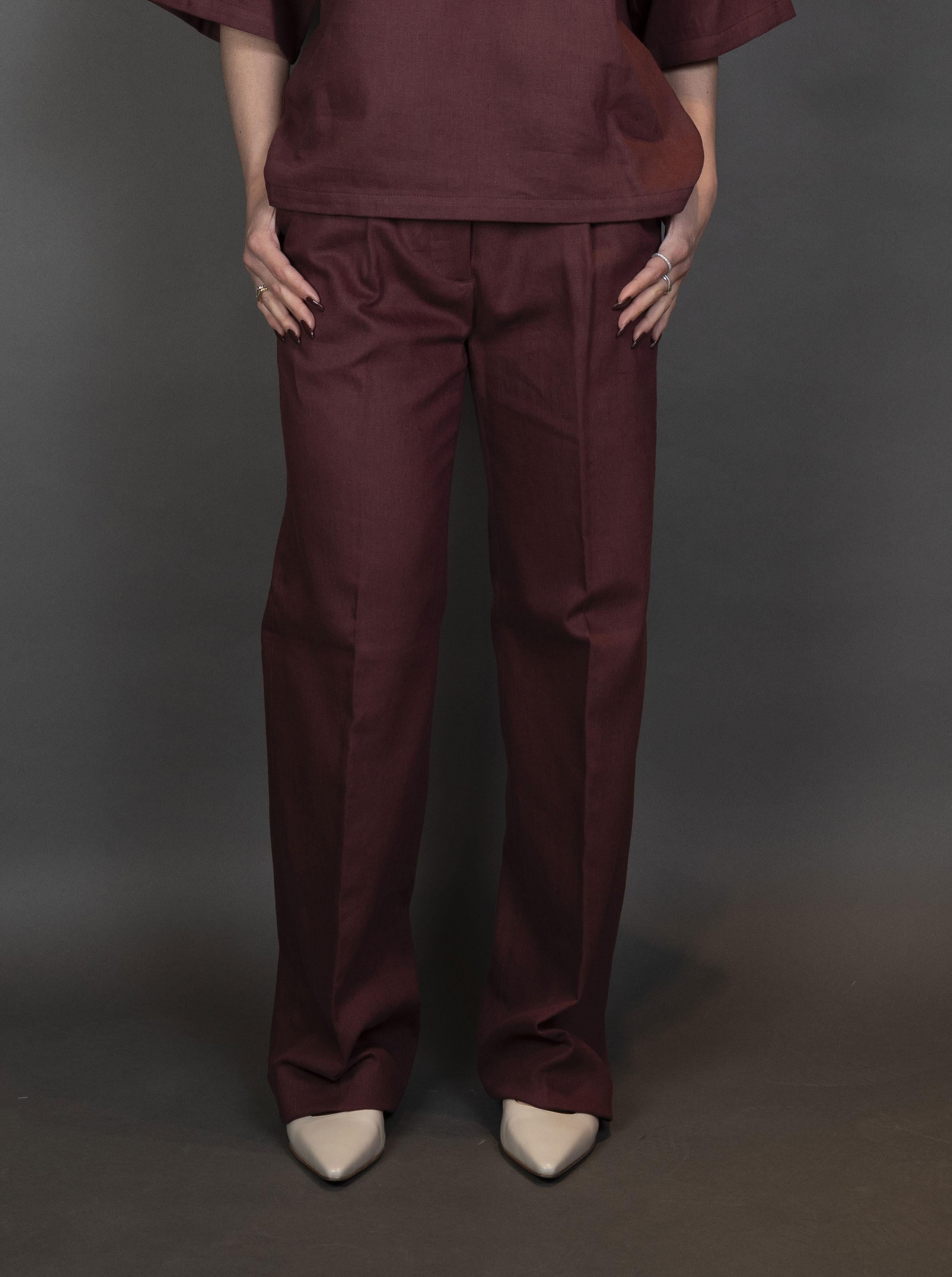 Pantalone Nine in the Morning Donna Blenda burgundy cotone BLD08 BLENDA NINE INTHE MORNING 