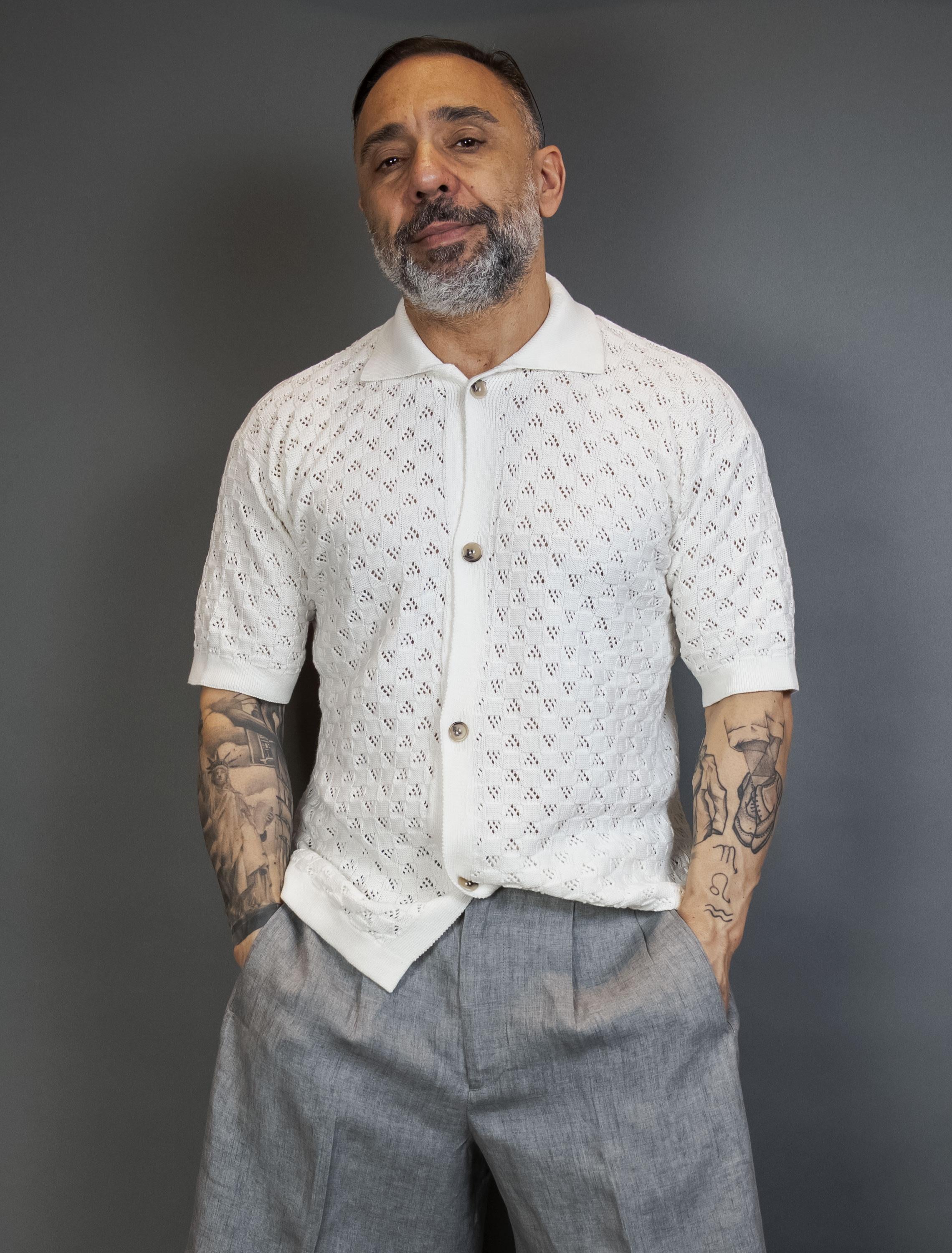Overshirt Scaglione uomo UPC073 Square milk UPC073 101 MILK SCAGLIONE 