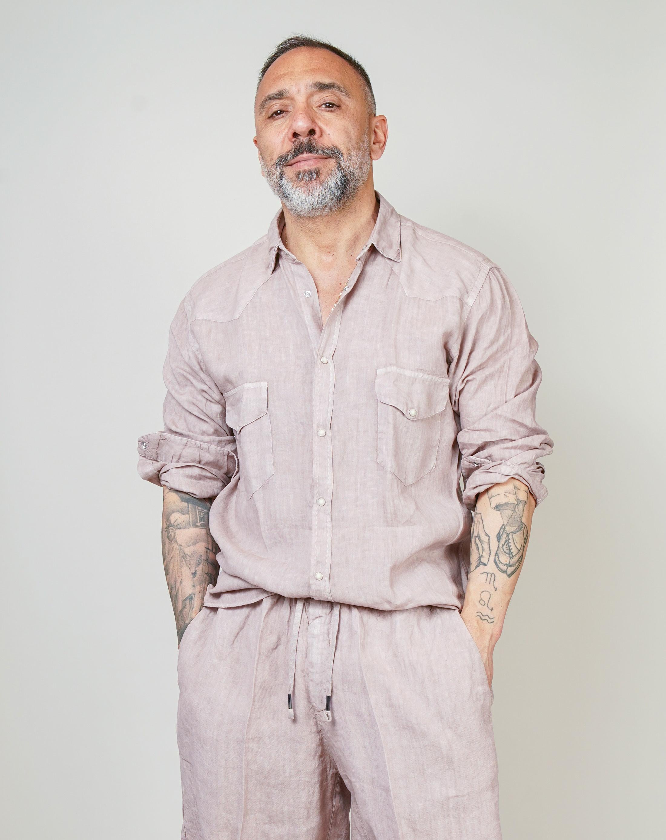 Camicia Inlinum uomo Marck baia old rose MARCK BAIA CIL02 OLD ROSE INLINUM 