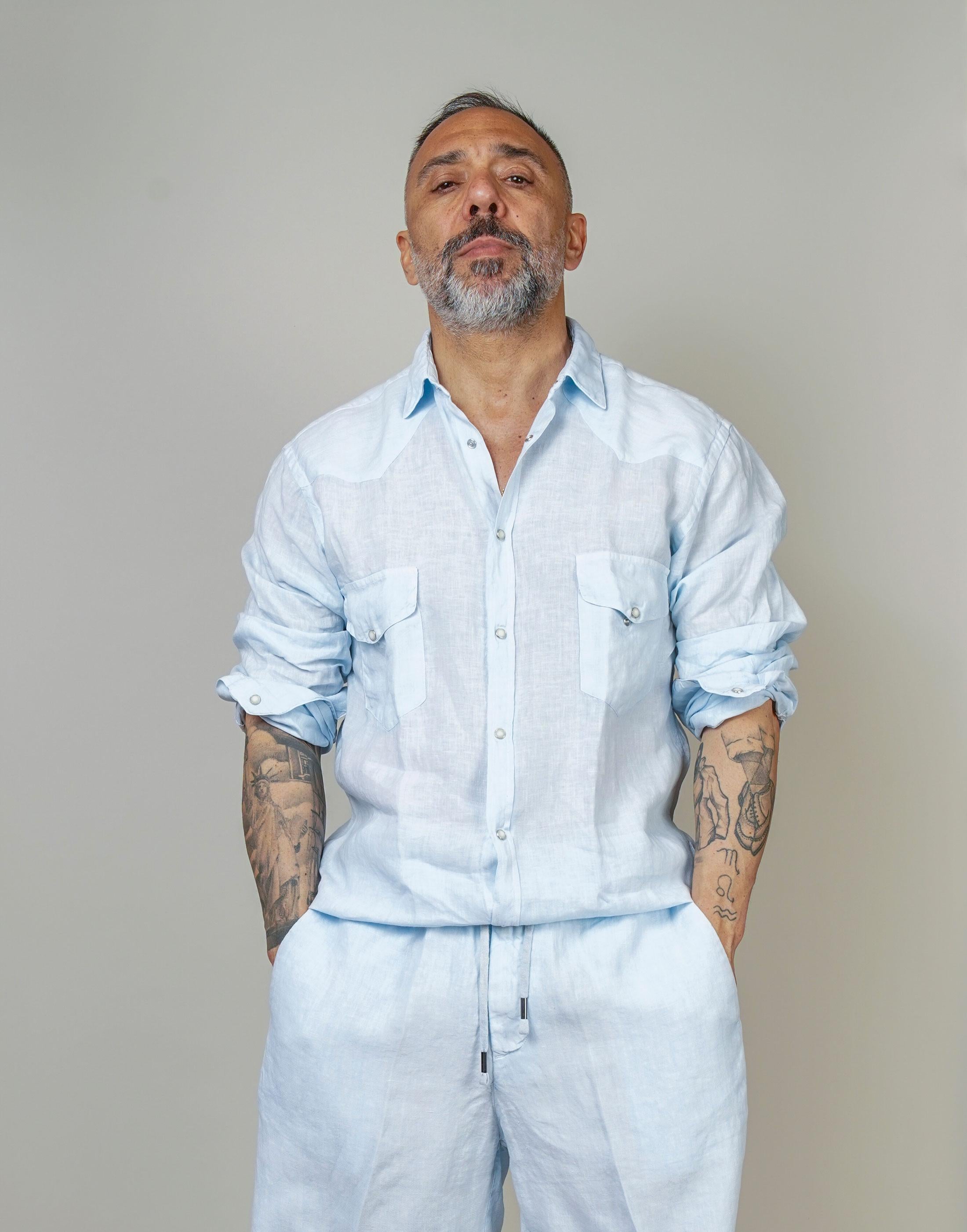 Camicia Inlinum uomo Marck baia celeste MARCK BAIA CIL02 CELESTE INLINUM 