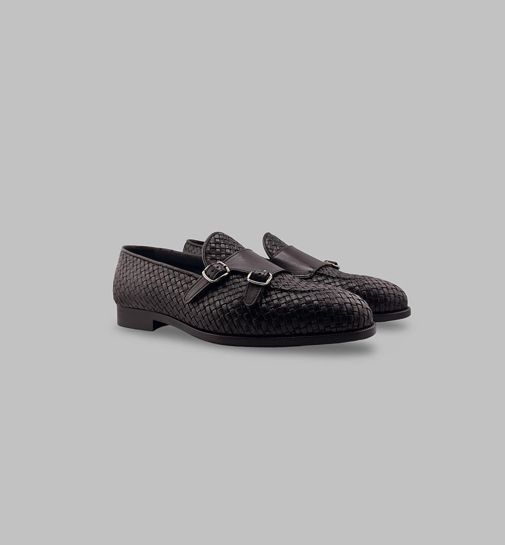 Doppia fibbia Crisci uomo 3406 Intreccio testa di moro<BR/> 3406 INTRECCIO.T.D.M. CRISCI 