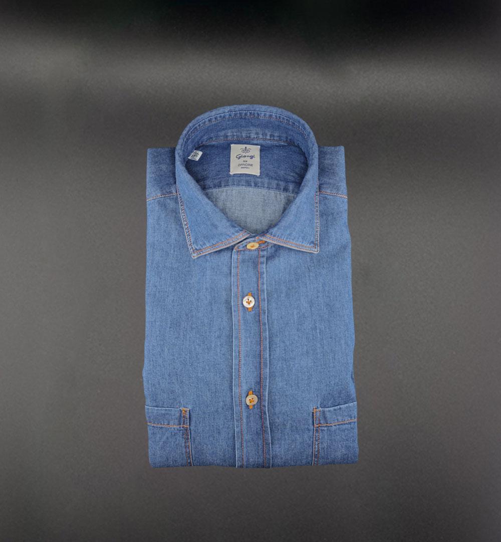 CAMICIA GIANGI X OFFICINE UOMO 9704 01 DENIM MEDIO 9704 01 DENIM MEDIO GIANGI 