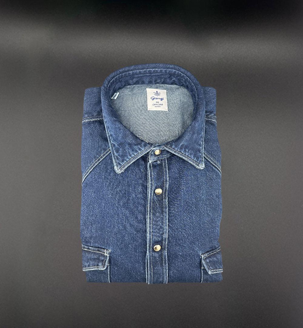 Camicia Giangi x Officine uomo Osiride blu medio OSIRIDE DENIM MEDIO GIANGI 